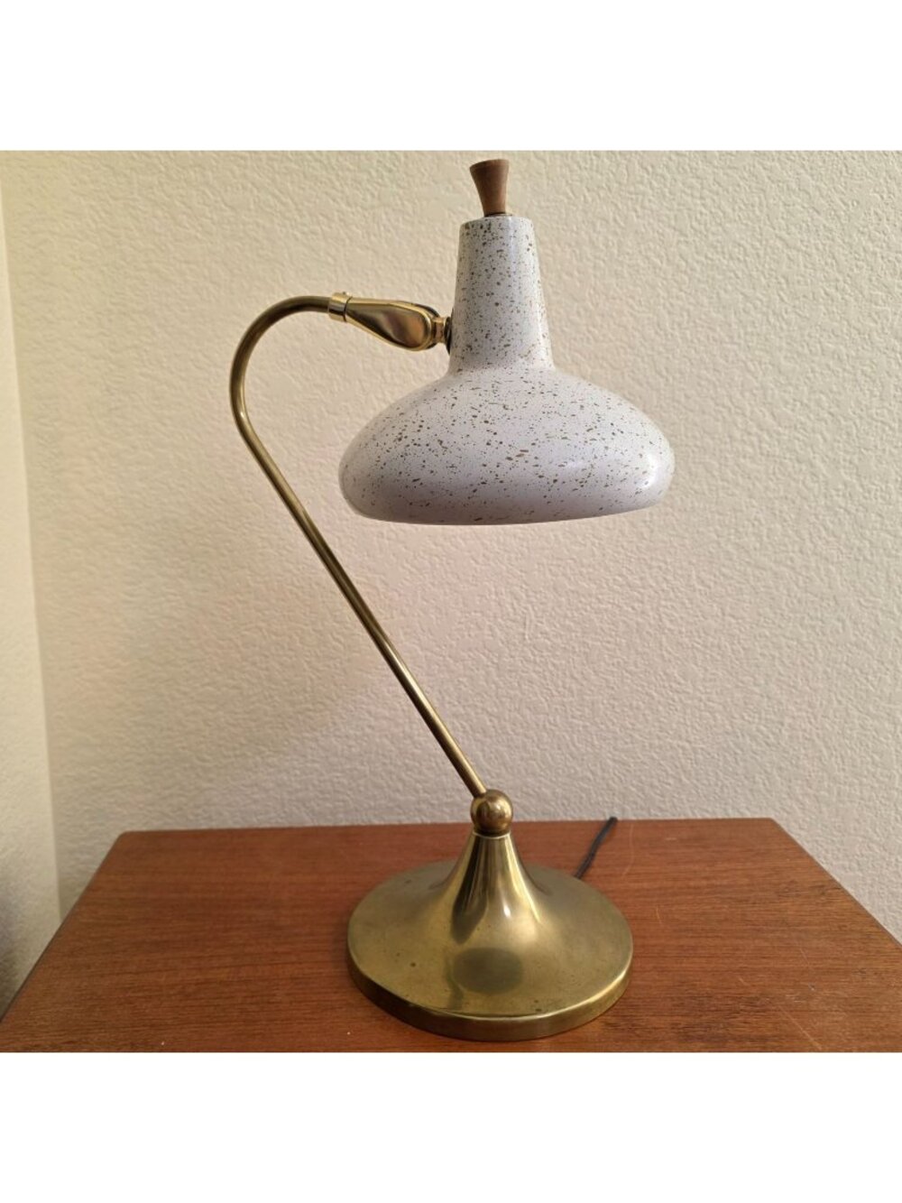 Mid-Century Modern Brass & Speckled Desk Lamp Italian Atomic Style